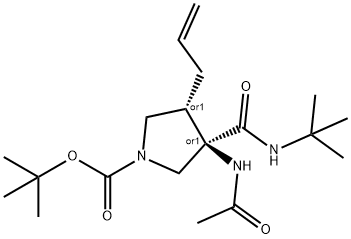 1374334-12-9 (3R,4S)-3-( N-叔丁氨基甲酰基)-3-乙酰氨基-4-烯丙基四氢吡咯-1-羧酸叔丁酯