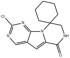 Spiro[cyclohexane-1,9'(6'H)-pyrazino[1',2':1,5]pyrrolo[2,3-d]pyrimidin]-6'-one, 2'-chloro-7',8'-dihydro- Struktur