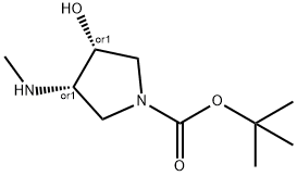 rel-tert-butyl (3R,4S)-3-hydroxy-4-(methylamino)pyrrolidine-1-carboxylate Struktur