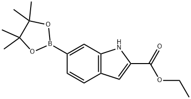 1H-Indole-2-carboxylic acid, 6-(4,4,5,5-tetramethyl-1,3,2-dioxaborolan-2-yl)-, ethyl ester 结构式