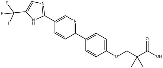 2,2-二甲基-3-(4-(5-(5-(三氟甲基)-1H-咪唑-2)吡啶-2)苯氧基)丙酸, 1382998-76-6, 结构式