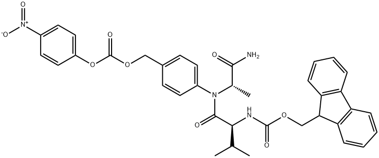 Fmoc-Val-Ala-pAB-PNP 结构式