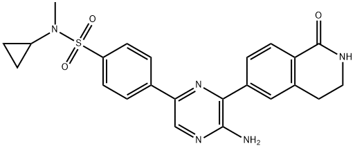 4-(5-AMINO-6-(1-OXO-1,2,3,4-TETRAHYDROISOQUINOLIN-6-YL)PYRAZIN-2-YL)-N-CYCLOPROPYL-N-METHYLBENZENESULFONAMIDE, 1396771-17-7, 结构式