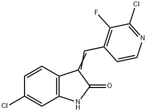 2H-Indol-2-one, 6-chloro-3-[(2-chloro-3-fluoro-4-pyridinyl)methylene]-1,3-dihydro- 结构式