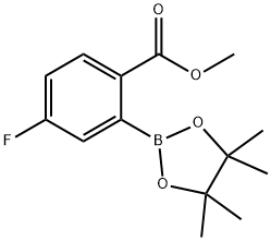 4-氟-2-(4,4,5,5-四甲基-1,3,2-二氧杂硼杂环戊烷-2-基)苯甲酸甲酯, 1400976-17-1, 结构式