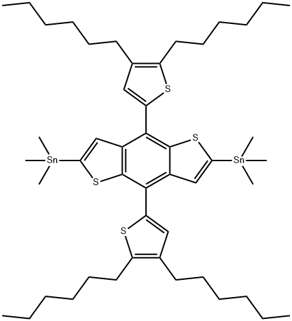 (4,8-双(4,5-二己基噻吩-2基)苯并[1,2-B:4,5-B']二噻吩-2,6-二基)双三甲基锡 结构式