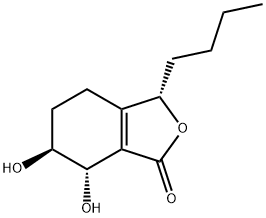 1(3H)-Isobenzofuranone, 3-butyl-4,5,6,7-tetrahydro-6,7-dihydroxy-, (3S,6S,7S)- Struktur