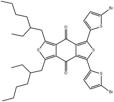 1,3-ビス(5-ブロモ-2-チエニル)-5,7-ビス(2-エチルヘキシル)-4H,8H-ベンゾ[1,2-c:4,5-c′]ジチオフェン-4,8-ジオン 化学構造式