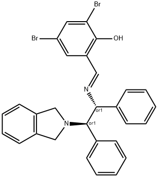 2,4-ジブロモ-6-[(E)-[[(1R,2R)-2-(イソインドリン-2-イル)-1,2-ジフェニルエチル]イミノ]メチル]フェノール 化学構造式