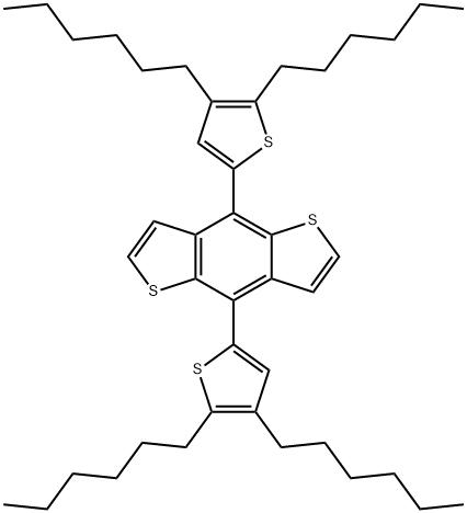 Benzo[1,2-b:4,5-b']dithiophene, 4,8-bis(4,5-dihexyl-2-thienyl)-,1421924-02-8,结构式