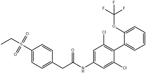 N-(2,6-二氯-2'-(三氟甲氧基)-[1,1'-联苯]-4-基)-2-(4-(乙基磺酰基)苯基)乙酰胺 结构式
