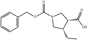 (3R,4S)-1-((苄氧羰基)-4-乙基吡咯烷-3-羧酸, 1428243-24-6, 结构式