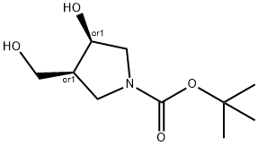 顺式-3-羟基-4-(羟基甲基)吡咯烷-1-羧酸叔丁酯 结构式