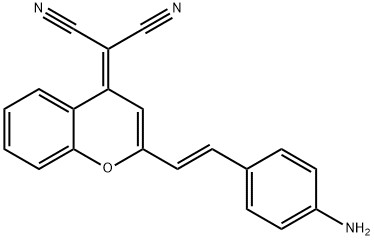 Propanedinitrile, 2-[2-[(1E)-2-(4-aminophenyl)ethenyl]-4H-1-benzopyran-4-ylidene]- Structure