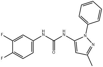 1-(3,4-DIFLUOROPHENYL)-3-(5-METHYL-2-PHENYLPYRAZOL-3-YL)UREA,1443246-62-5,结构式