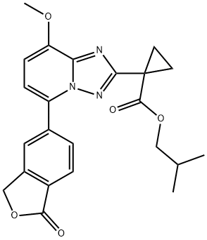Cyclopropanecarboxylic acid, 1-[5-(1,3-dihydro-1-oxo-5-isobenzofuranyl)-8-methoxy[1,2,4]triazolo[1,5-a]pyridin-2-yl]-, 2-methylpropyl ester Structure