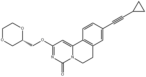 9-(2-环丙基乙炔基)-2-[((2S)-1,4-二恶烷-2-基甲氧基]-6,7-二氢-4H-嘧啶[6,1-a]异喹啉-4-酮, 1445847-37-9, 结构式
