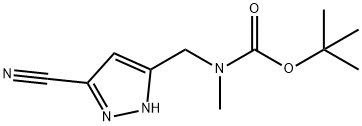 N-[(3-cyano-1H-pyrazol-5-yl)methyl]-N-methyl-, 1,1-dimethylethyl ester 化学構造式