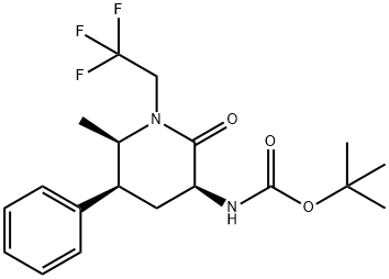 Carbamic acid, N-[(3S,5S,6R)-6-methyl-2-oxo-5-phenyl-1-(2,2,2-trifluoroethyl)-3-piperidinyl]-, 1,1-dimethylethyl ester Structure