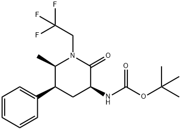 Carbamic acid, N-[(3S,5S,6R)-6-methyl-2-oxo-5-phenyl-1-(2,2,2-trifluoroethyl)-3-piperidinyl]-, 1,1-dimethylethyl ester,1456803-35-2,结构式