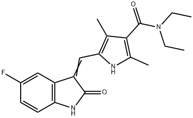 1H-Pyrrole-3-carboxamide, N,N-diethyl-5-[(5-fluoro-1,2-dihydro-2-oxo-3H-indol-3-ylidene)methyl]-2,4-dimethyl- Structure