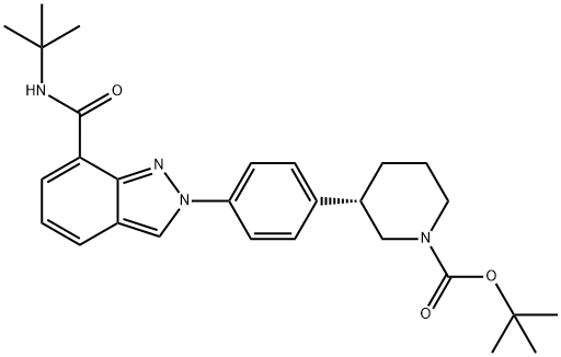 (S)-3-(4-(7-(叔丁氨酰基)-2H-吲哚-2-基)苯基)哌啶-1-羧酸叔丁酯, 1476776-84-7, 结构式