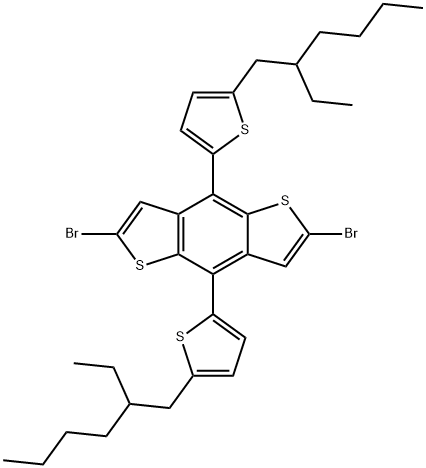 2,6-二溴-4,8-双(5-(2-乙基己基)噻吩-2-基)苯并【1,2-B:4,5-B'】二噻吩,1482447-24-4,结构式