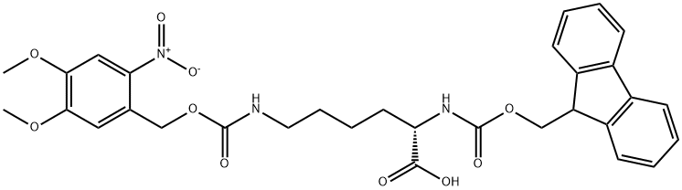 Fmoc-N6-(4,5-ジメトキシ-2-ニトロベンジルオキシカルボニル)-L-Lys-OH 化学構造式