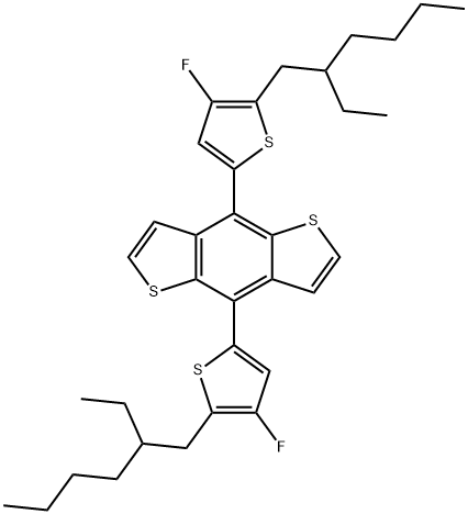 4,8-Bis[5-(2-ethylhexyl)-4-fluoro-2-thienyl]benzo[1,2-b:4,5-b']dithiophene 化学構造式