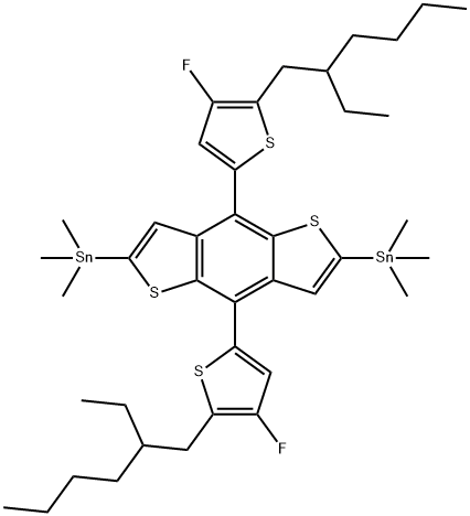 IN1771,(4,8-Bis(5-(2-ethylhexyl)-4-fluorothiophen-2-yl)benzo[1,2-b:4,5-b']dithiophene-2,6-diyl)bis(trimethylstannane) Structure