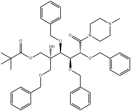 L-Idose, 5-C-[(2,2-dimethyl-1-oxopropoxy)methyl]-1-C-(4-methyl-1-piperazinyl)-2,3,4,6-tetrakis-O-(phenylmethyl)- Struktur