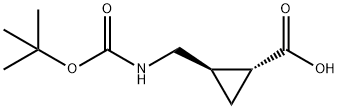 (1R,2R)-2-(((叔丁氧羰基)氨基)甲基)环丙烷羧酸 结构式