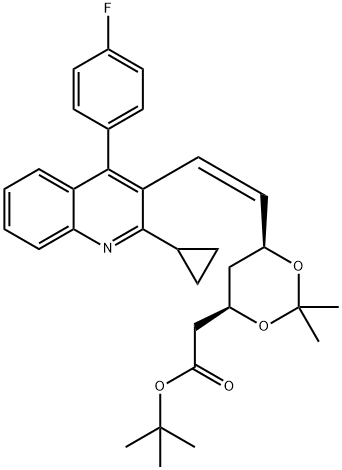 154170-27-1 顺式异构体(3R,5S,6Z)-7-[2-环丙基-4-(4-氟苯基)-3-喹啉-基]-2,2-二甲基-1,3-二氧六环-6-庚烯酸叔丁酯
