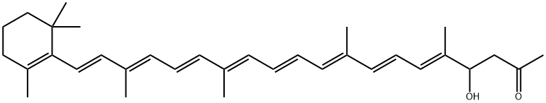 (5E,7E,9E,11E,13E,15E,17E,19E)-4-Hydroxy-5,9,14,18-tetramethyl-20-(2,6,6-trimethyl-1-cyclohexen-1-yl)-5,7,9,11,13,15,17,19-icosaocten-2-one Struktur