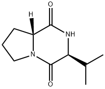 Pyrrolo[1,2-a]pyrazine-1,4-dione, hexahydro-3-(1-methylethyl)-, (3S,8aR)- Struktur