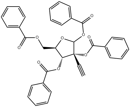 1',2',3',5'-Tetra-O-benzoyl-2'-beta-C-ethynyl-D-ribofuranose Structure