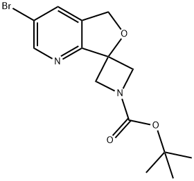 Spiro[azetidine-3,7'(5'H)-furo[3,4-b]pyridine]-1-carboxylic acid, 3'-bromo-, 1,1-dimethylethyl ester Structure