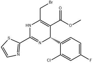 (R)-6-(溴甲基)-4-(2-氯-4-氟苯基)-2-(噻唑-2-基)-1,4-二氢嘧啶-5-羧酸甲酯 结构式