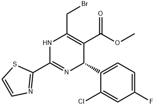 5-Pyrimidinecarboxylic acid, 6-(bromomethyl)-4-(2-chloro-4-fluorophenyl)-1,4-dihydro-2-(2-thiazolyl)-, methyl ester, (4R)-