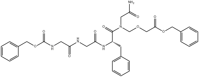 Glycinamide,N-[(phenylmethoxy)carbonyl]glycylglycyl-L-phenylalanyl-N-[[2-(phenylmethoxy)-2-oxoethoxy]methyl]- Struktur
