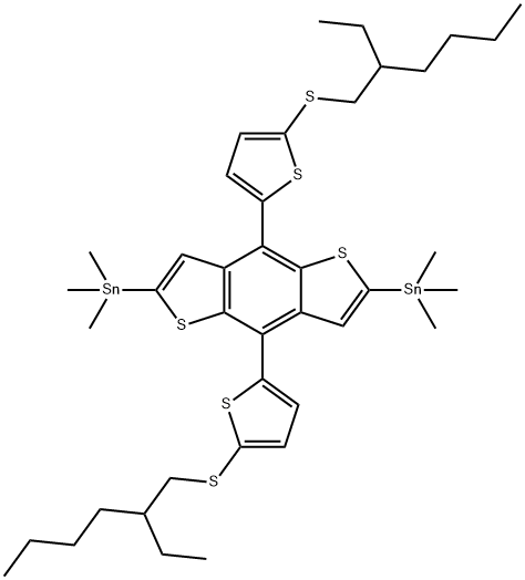 (4,8-bis(5-((2-ethylhexyl)thio)thiophen-2-yl)benzo[1,2-b:4,5-b']dithiophene-2,6-diyl)bis(trimethylstannane) Struktur