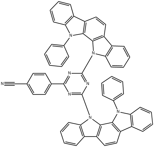 4-(4,6-双[12-苯基吲哚[2,3-A]咔唑-11(12H)-基]-1,3,5-三嗪-2--2-基)-苄腈 结构式