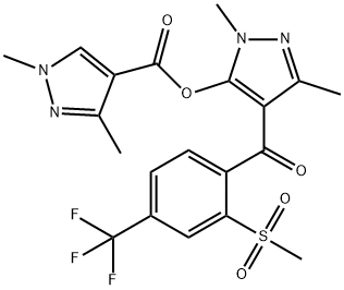 1H-Pyrazole-4-carboxylic acid, 1,3-dimethyl-, 1,3-dimethyl-4-[2-(methylsulfonyl)-4-(trifluoromethyl)benzoyl]-1H-pyrazol-5-yl ester 结构式