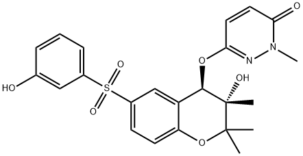 6-[[6-[(3-ヒドロキシフェニル)スルホニル]-3,4-ジヒドロ-3β-ヒドロキシ-2,2,3-トリメチル-2H-1-ベンゾピラン-4α-イル]オキシ]-2-メチルピリダジン-3(2H)-オン 化学構造式