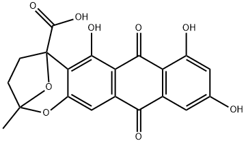 2,5-Epoxyanthra[2,3-b]oxepin-5(2H)-carboxylic acid, 3,4,7,12-tetrahydro-6,8,10-trihydroxy-2-methyl-7,12-dioxo- (9CI) Structure