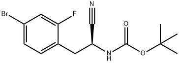 (S)-2-(4-溴-2-氟苯基)-1-氰基乙基]氨基甲酸叔丁酯, 1628471-89-5, 结构式