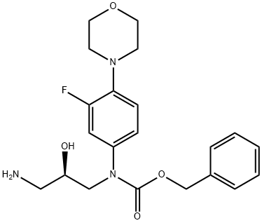 Carbamic acid, N-[(2R)-3-amino-2-hydroxypropyl]-N-[3-fluoro-4-(4-morpholinyl)phenyl]-, phenylmethyl ester Structure
