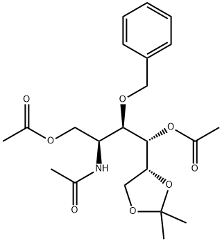 D-Glucitol, 2-(acetylamino)-2-deoxy-5,6-O-(1-methylethylidene)-3-O-(phenylmethyl)-, 1,4-diacetate Struktur