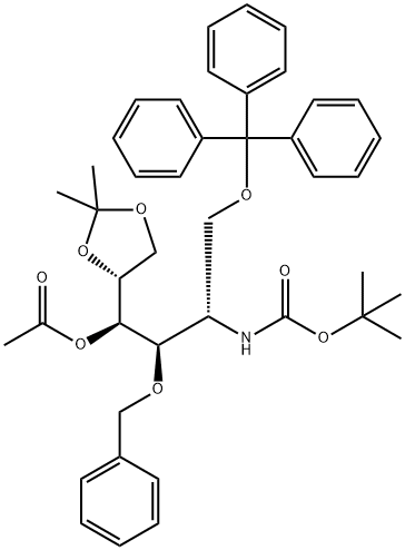 D-Galactitol, 2-deoxy-2-(1,1-dimethylethoxy)carbonylamino-5,6-O-(1-methylethylidene)-3-O-(phenylmethyl)-1-O-(triphenylmethyl)-, 4-acetate Structure