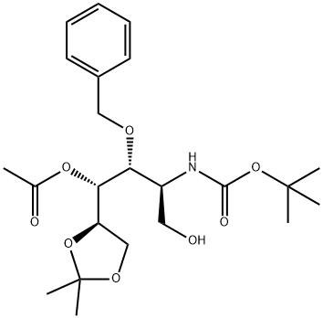 D-Galactitol, 2-deoxy-2-(1,1-dimethylethoxy)carbonylamino-5,6-O-(1-methylethylidene)-3-O-(phenylmethyl)-, 4-acetate 结构式